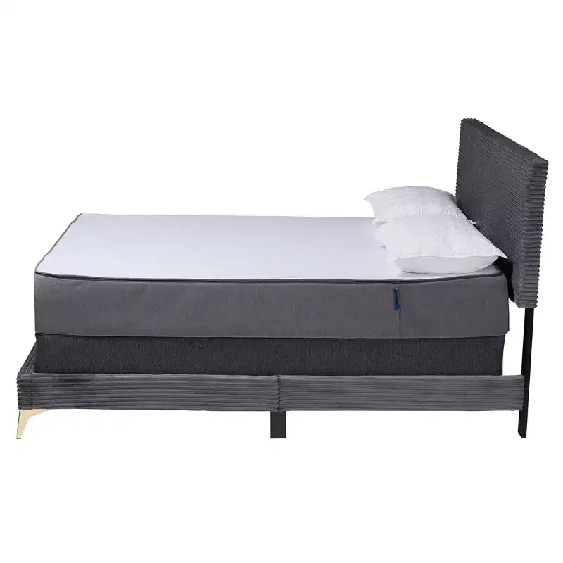 Velvet Upholstered Queen Panel Bed