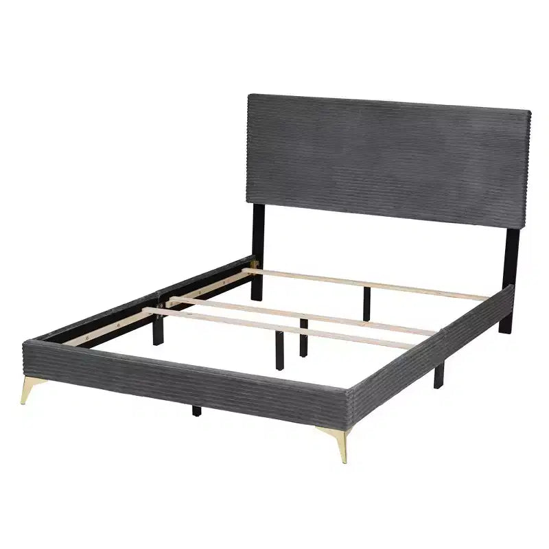 Velvet Upholstered Queen Panel Bed
