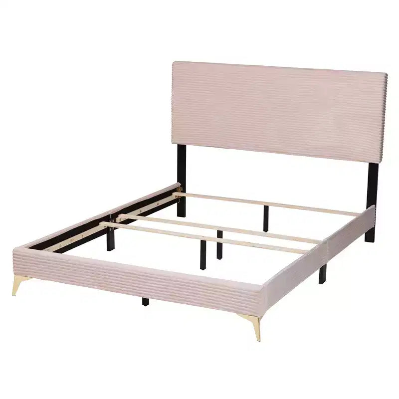 Velvet Upholstered Queen Panel Bed