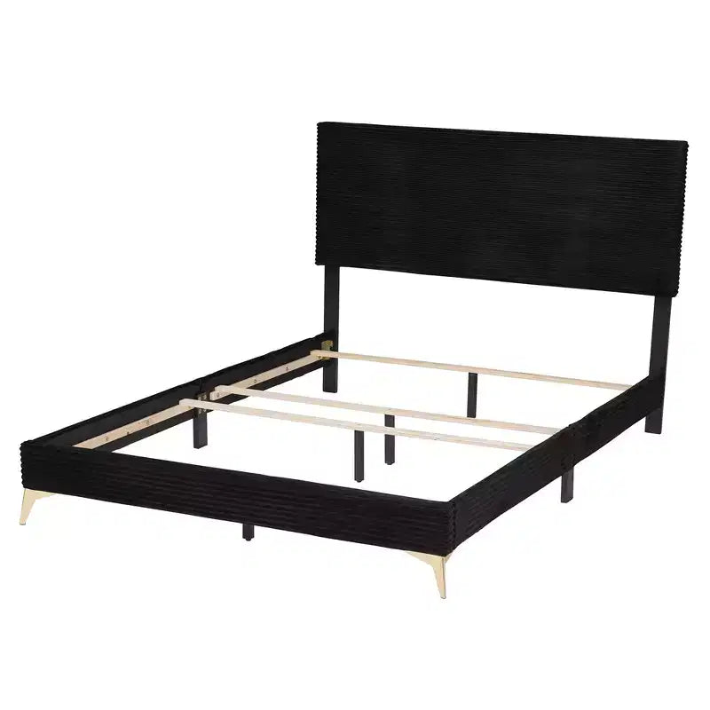 Velvet Upholstered Queen Panel Bed