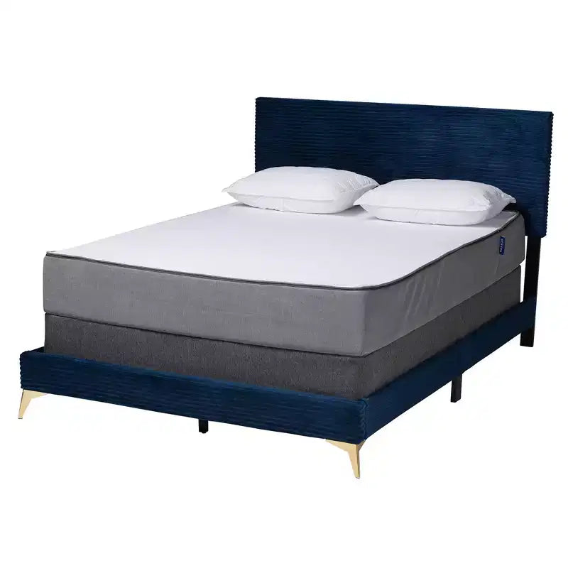 Velvet Upholstered Queen Panel Bed