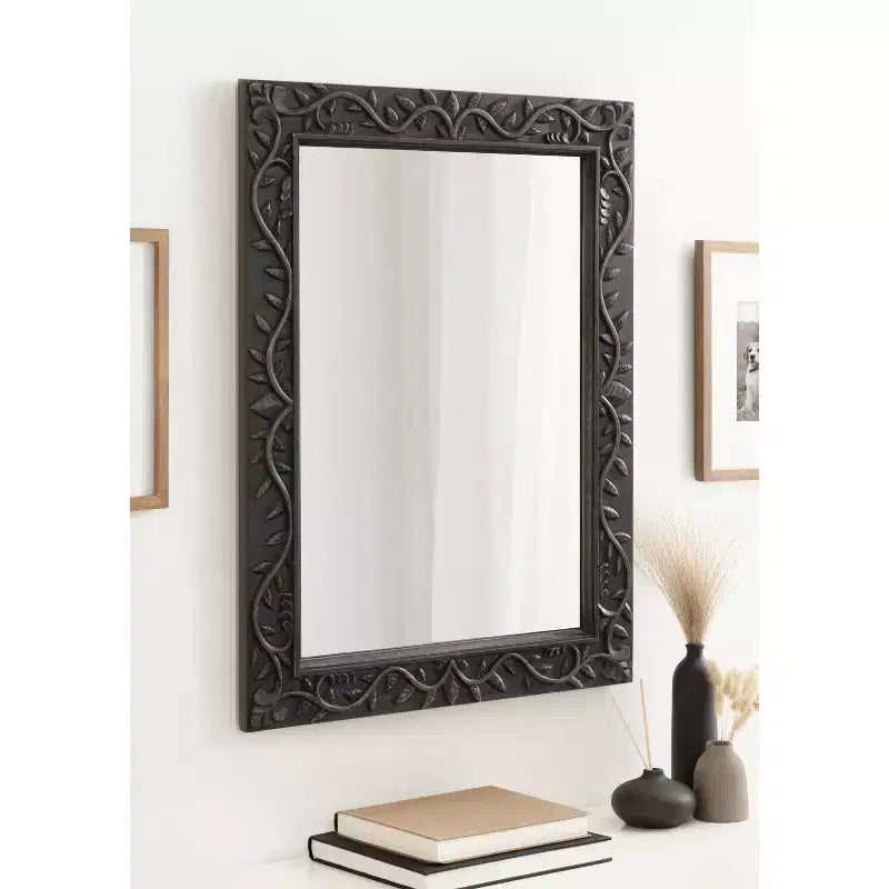 24x32 Natesa Carved Wood Mirror