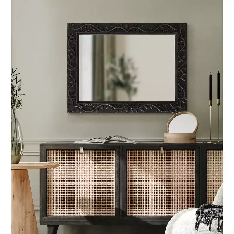 24x32 Natesa Carved Wood Mirror
