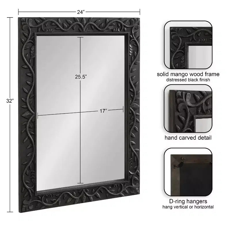 24x32 Natesa Carved Wood Mirror