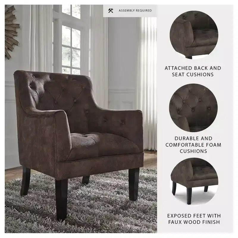 Faux Leather Tufted Accent Armchair