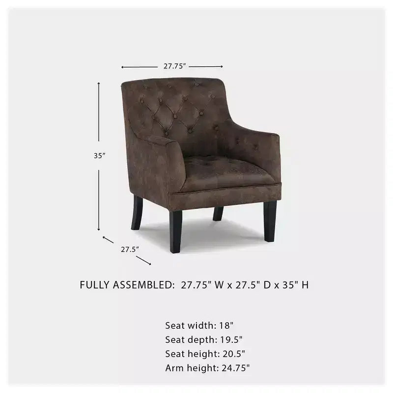 Faux Leather Tufted Accent Armchair