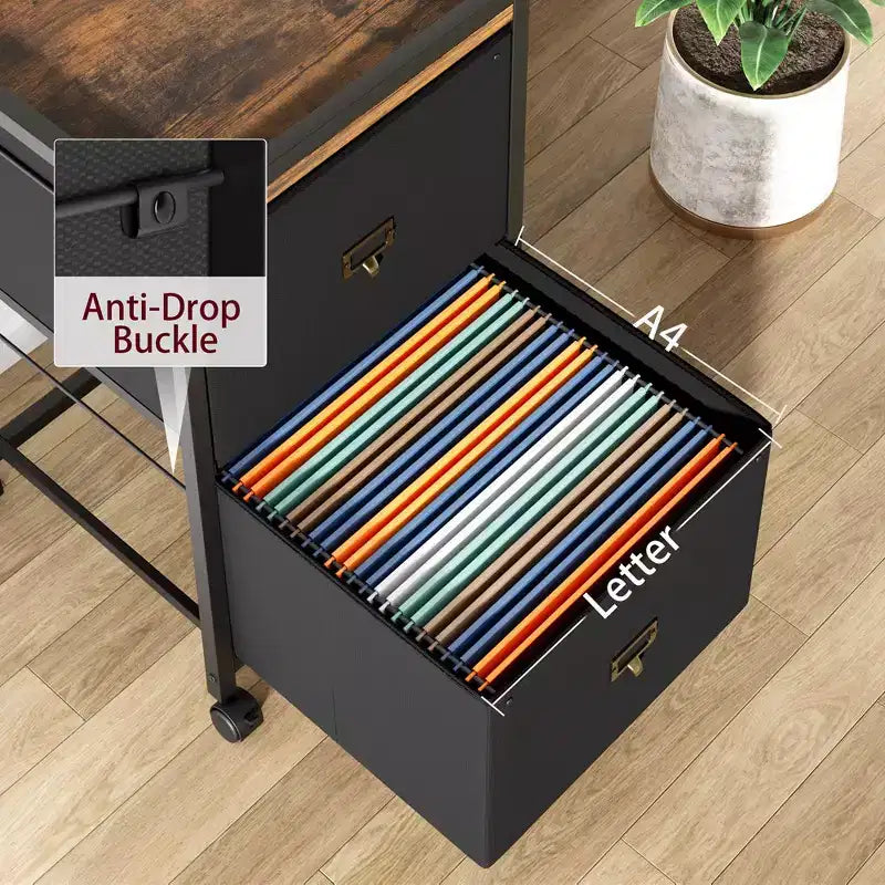 Fabric 2-Drawer File Cabinet on Wheels