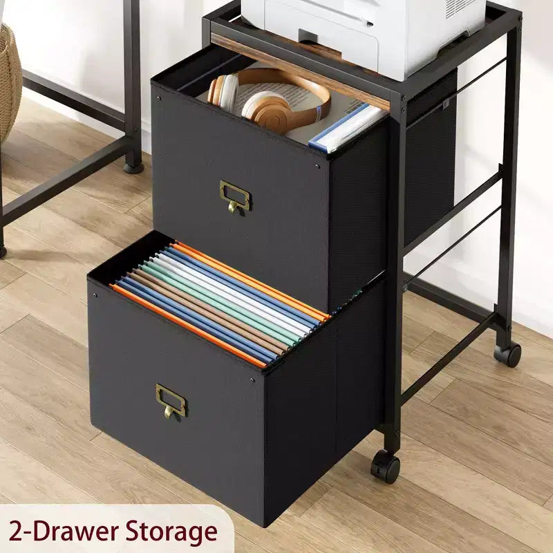 Fabric 2-Drawer File Cabinet on Wheels