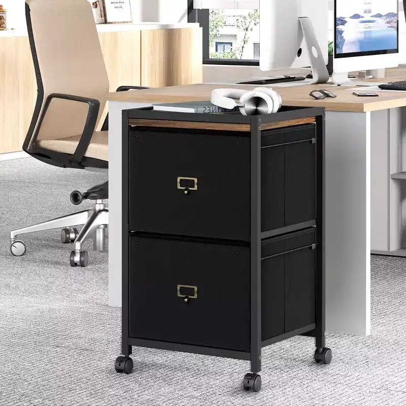 Fabric 2-Drawer File Cabinet on Wheels