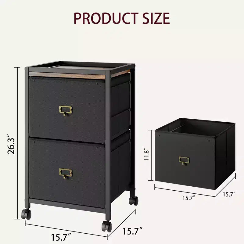 Fabric 2-Drawer File Cabinet on Wheels