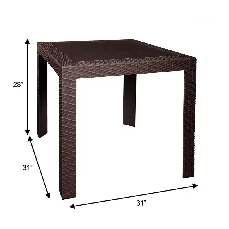 Woven Resin Square Outdoor Dining Table 31"