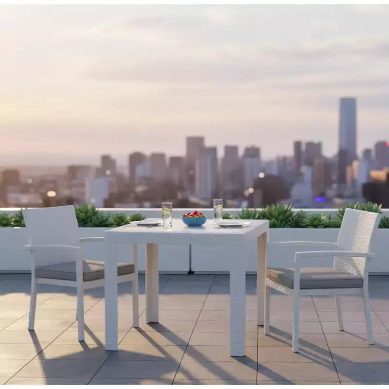 Woven Resin Square Outdoor Dining Table 31"