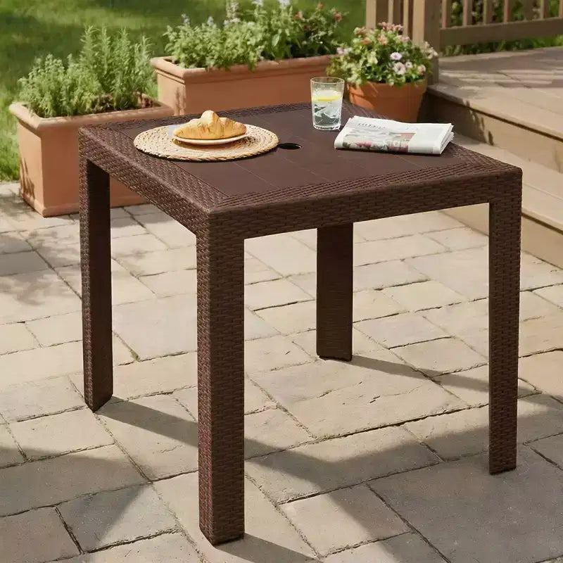 Woven Resin Square Outdoor Dining Table 31"