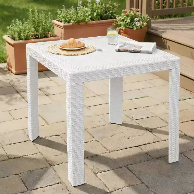Woven Resin Square Outdoor Dining Table 31"