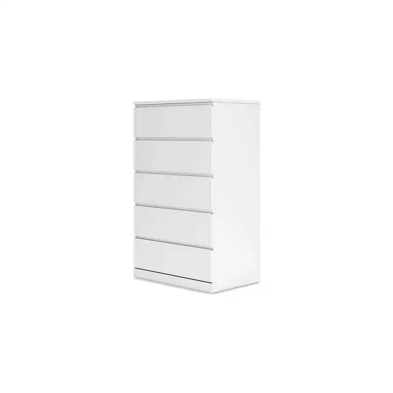 Wood 5-Drawer Tall Dresser White