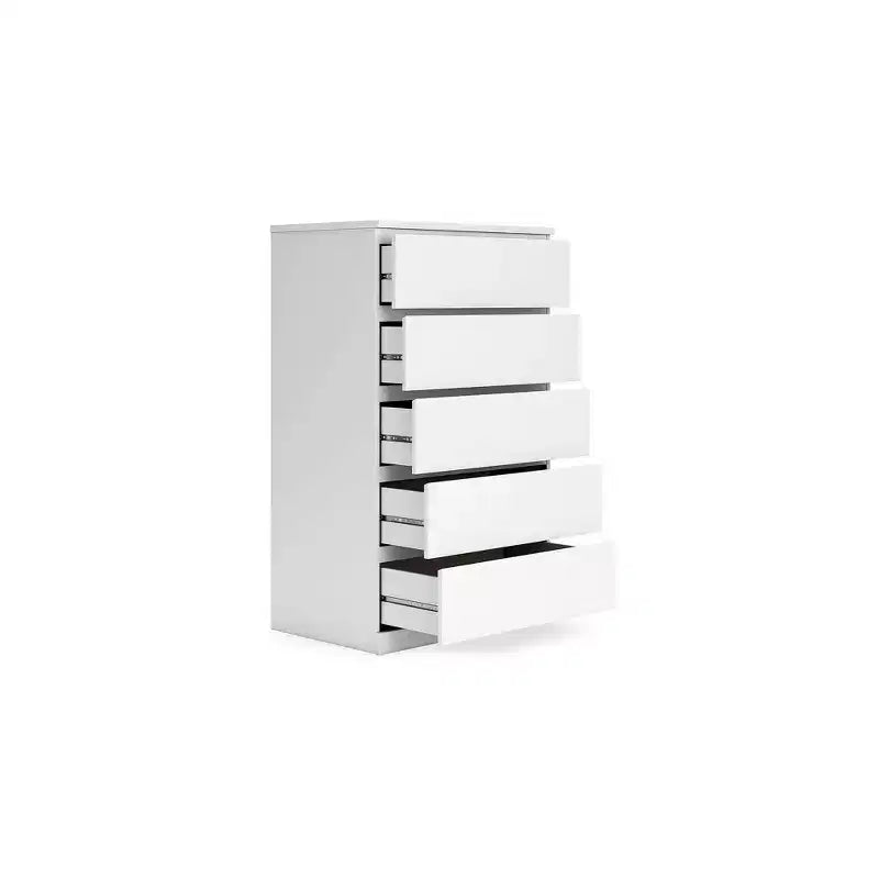 Wood 5-Drawer Tall Dresser White