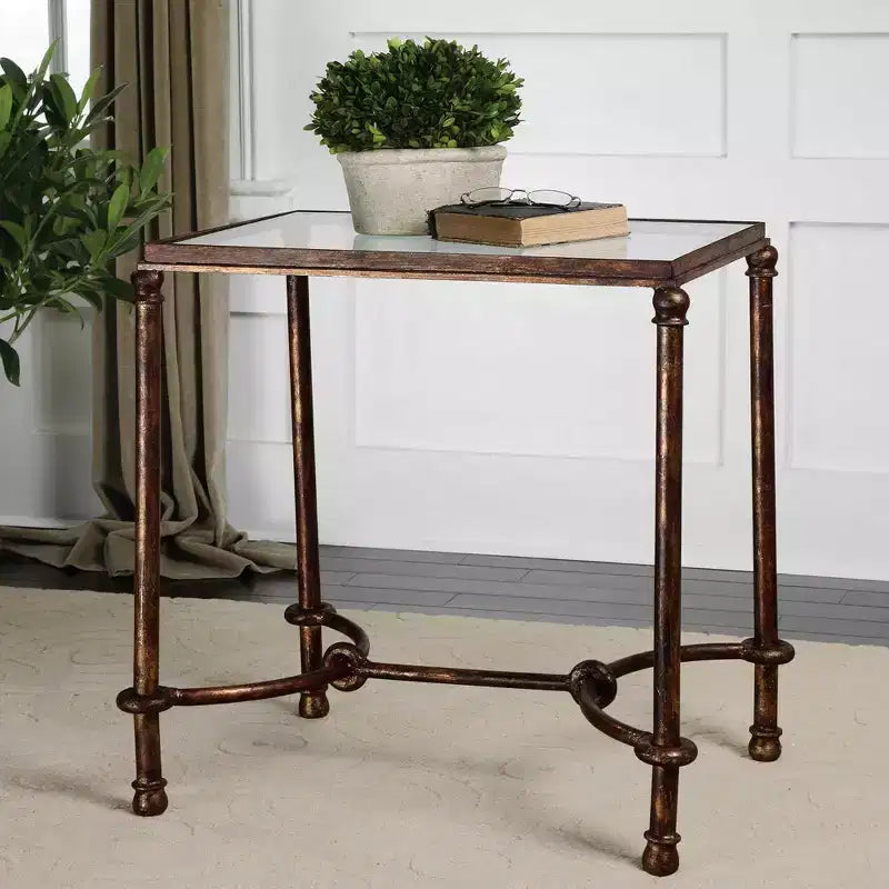 Iron & Glass Accent End Table