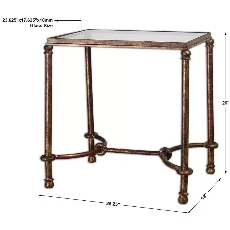 Iron & Glass Accent End Table