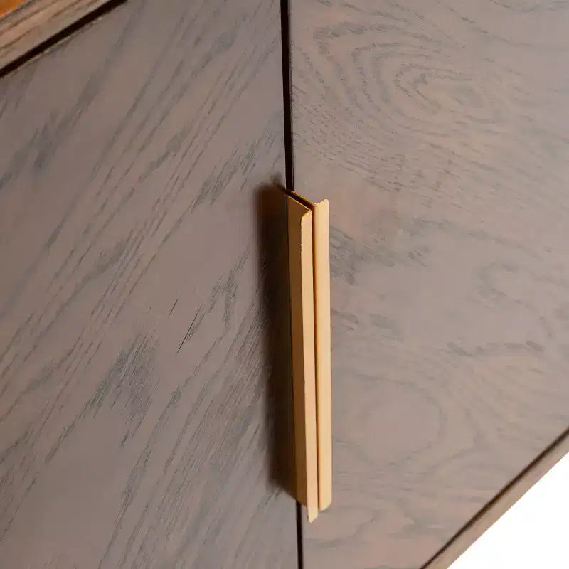 Wood 2-Door Media Stand with Brass Accents
