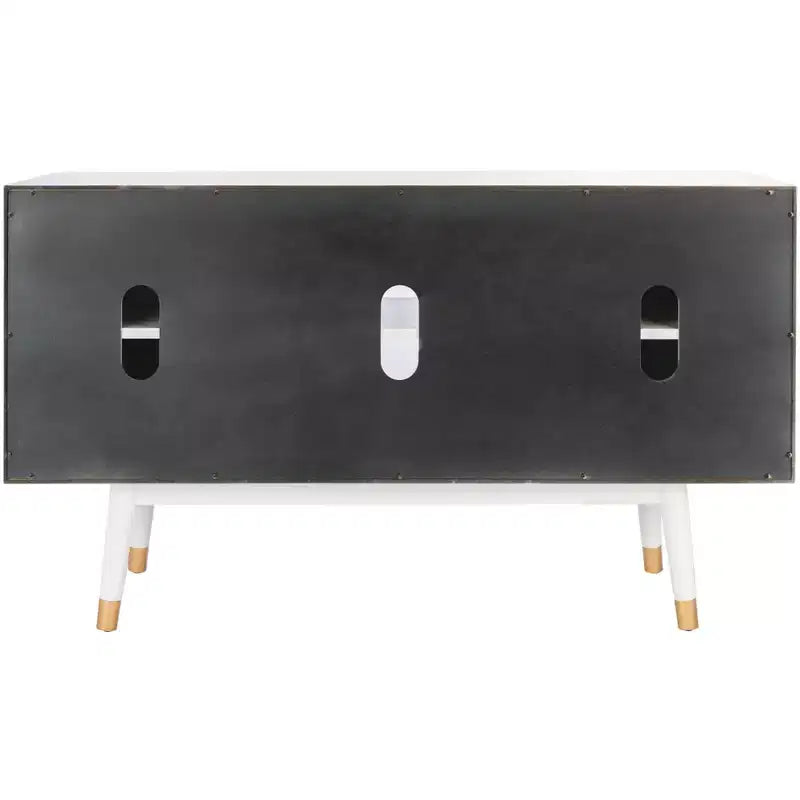 Wood 2-Door Media Stand with Brass Accents
