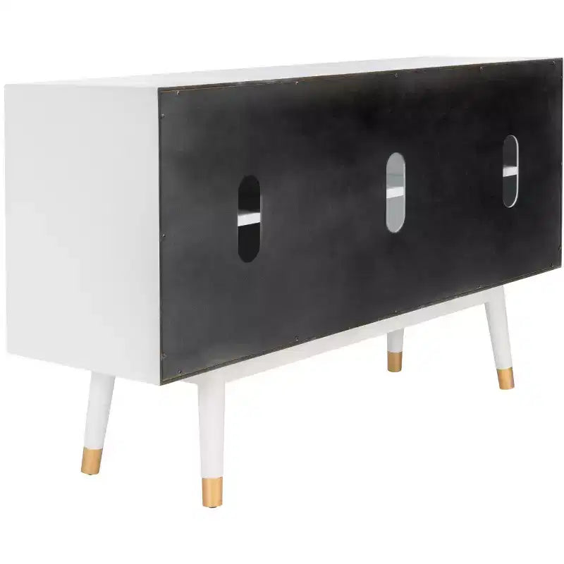 Wood 2-Door Media Stand with Brass Accents