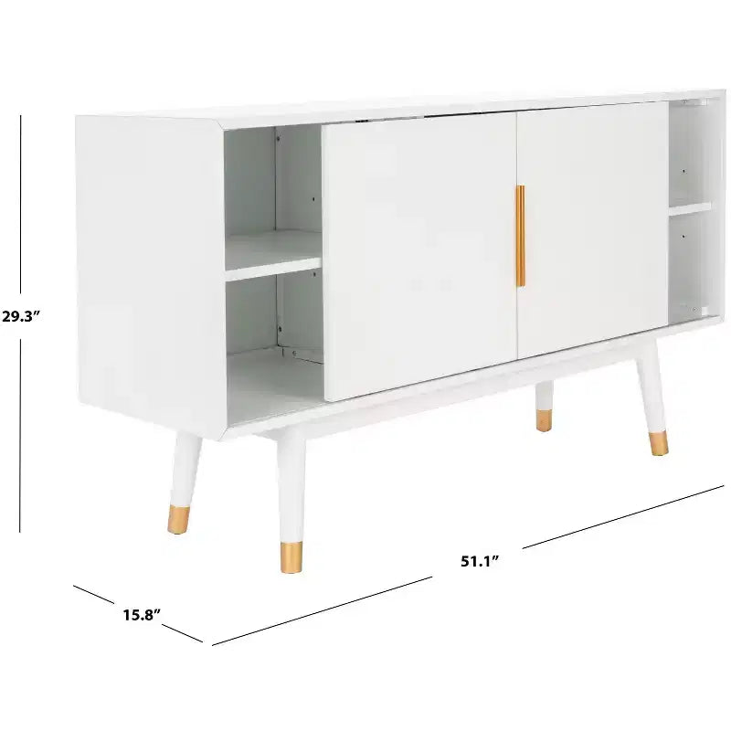 Wood 2-Door Media Stand with Brass Accents