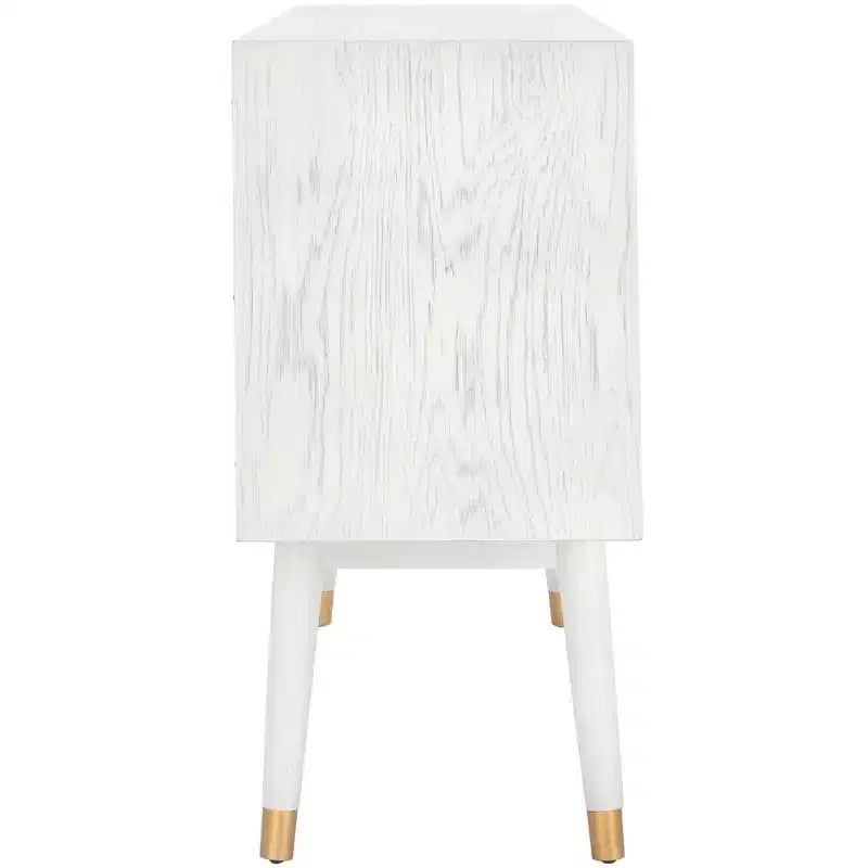 Wood 2-Door Media Stand with Brass Accents