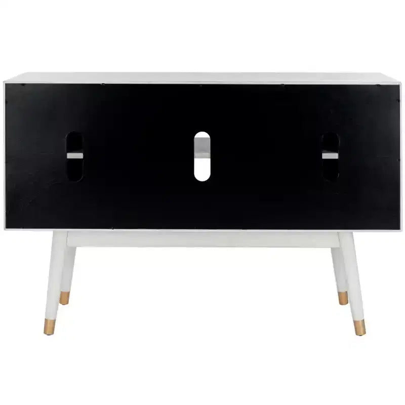 Wood 2-Door Media Stand with Brass Accents