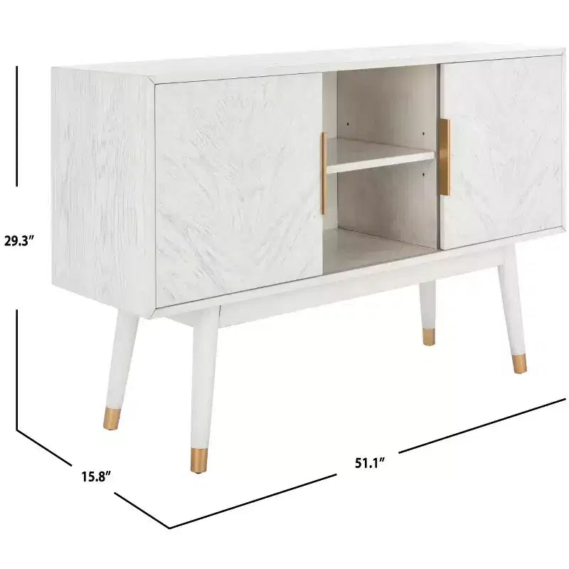 Wood 2-Door Media Stand with Brass Accents