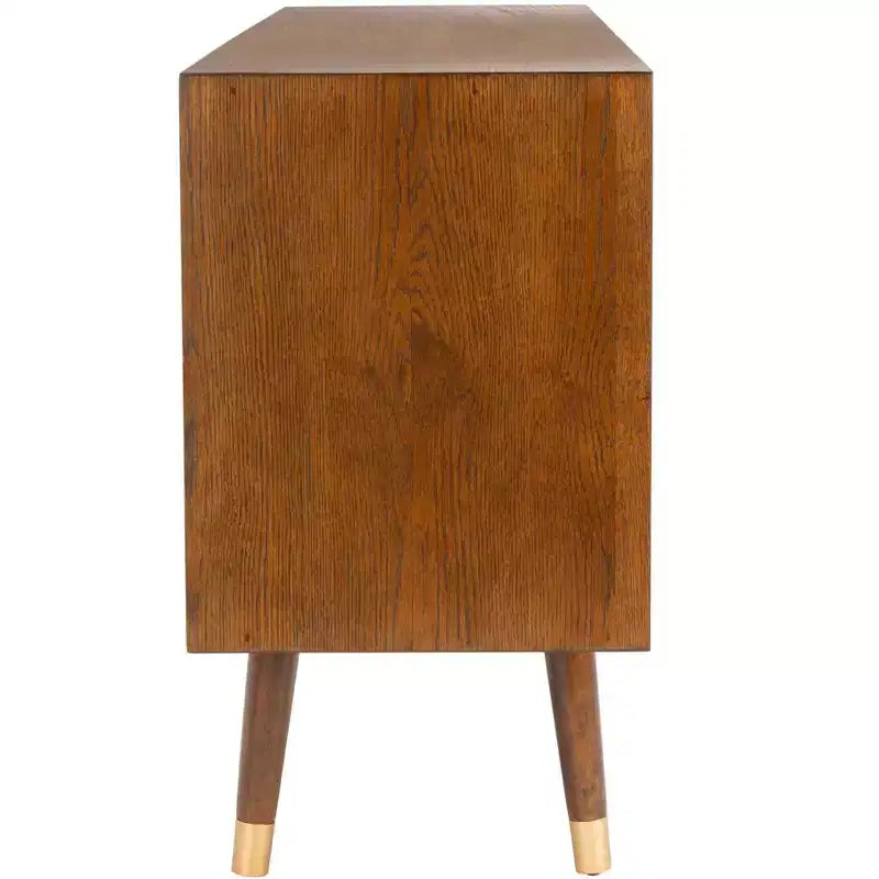 Wood 2-Door Media Stand with Brass Accents
