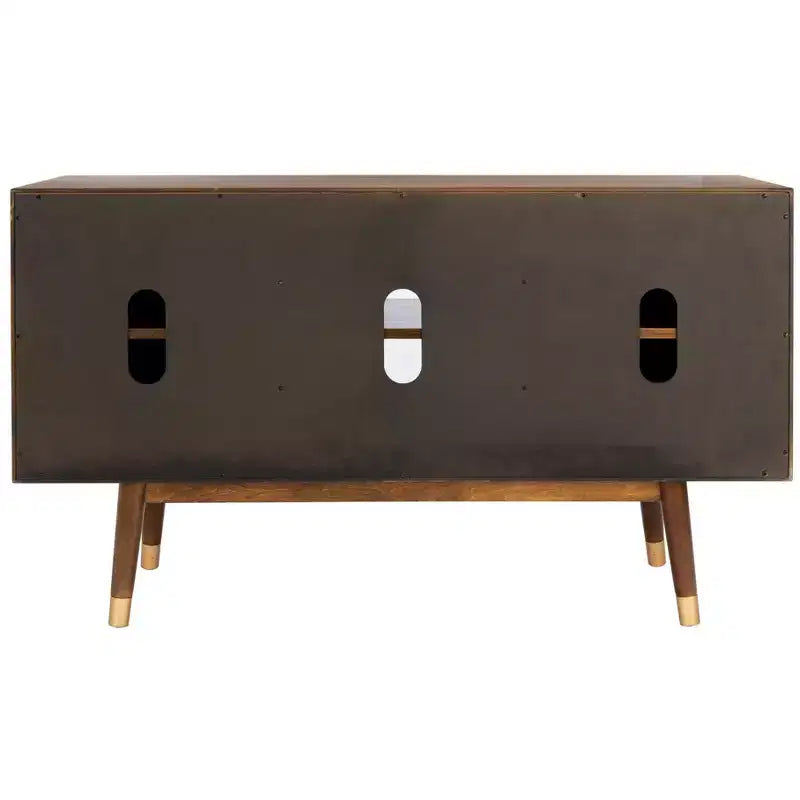 Wood 2-Door Media Stand with Brass Accents