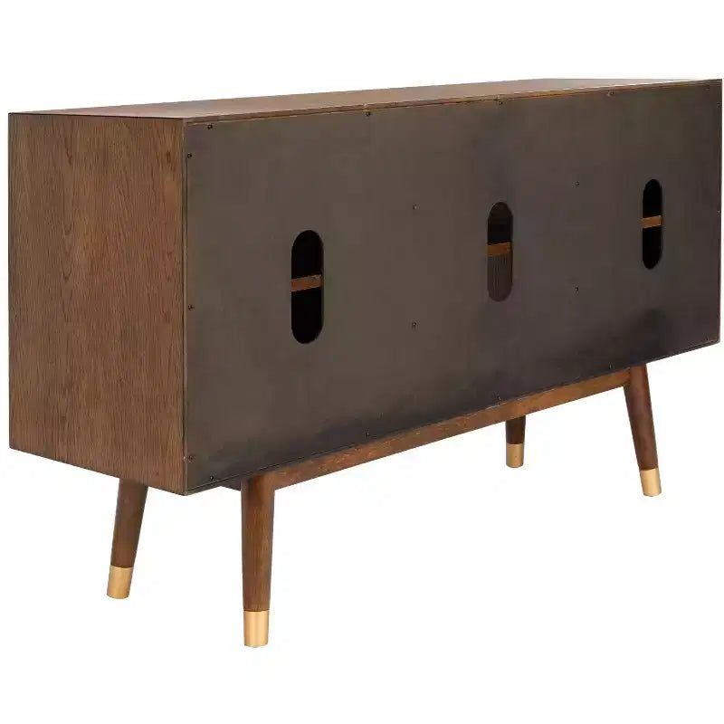 Wood 2-Door Media Stand with Brass Accents