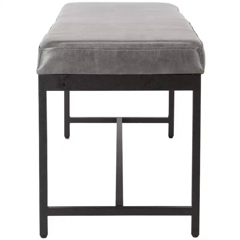 Faux Leather & Metal Bench