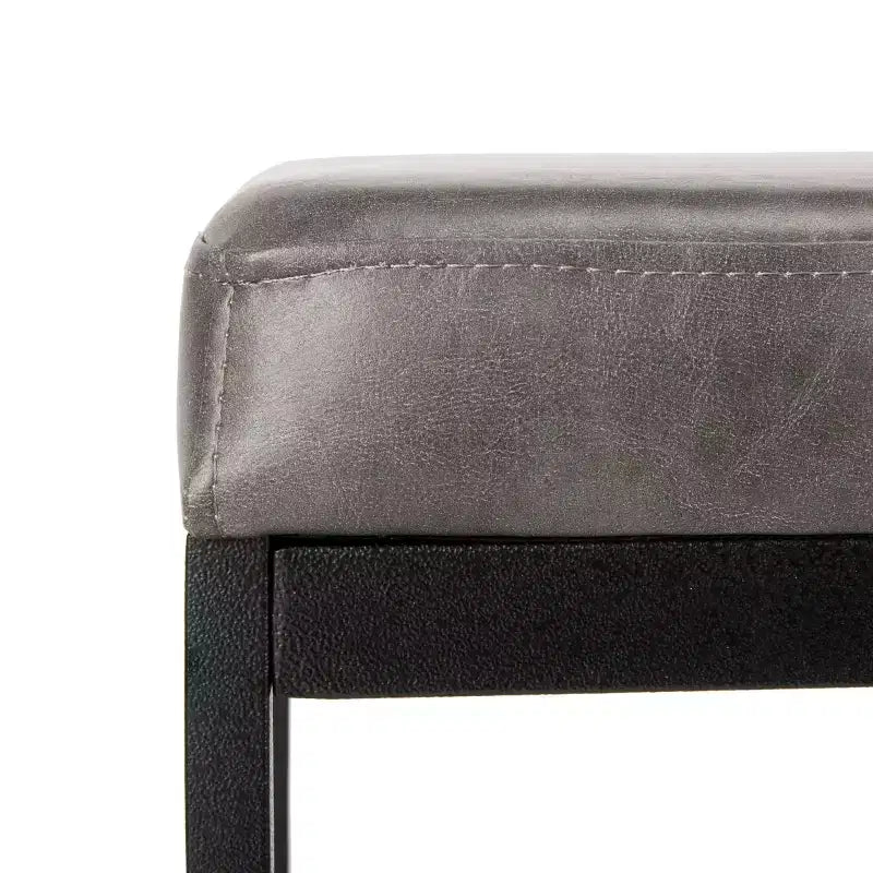 Faux Leather & Metal Bench
