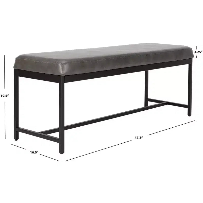 Faux Leather & Metal Bench