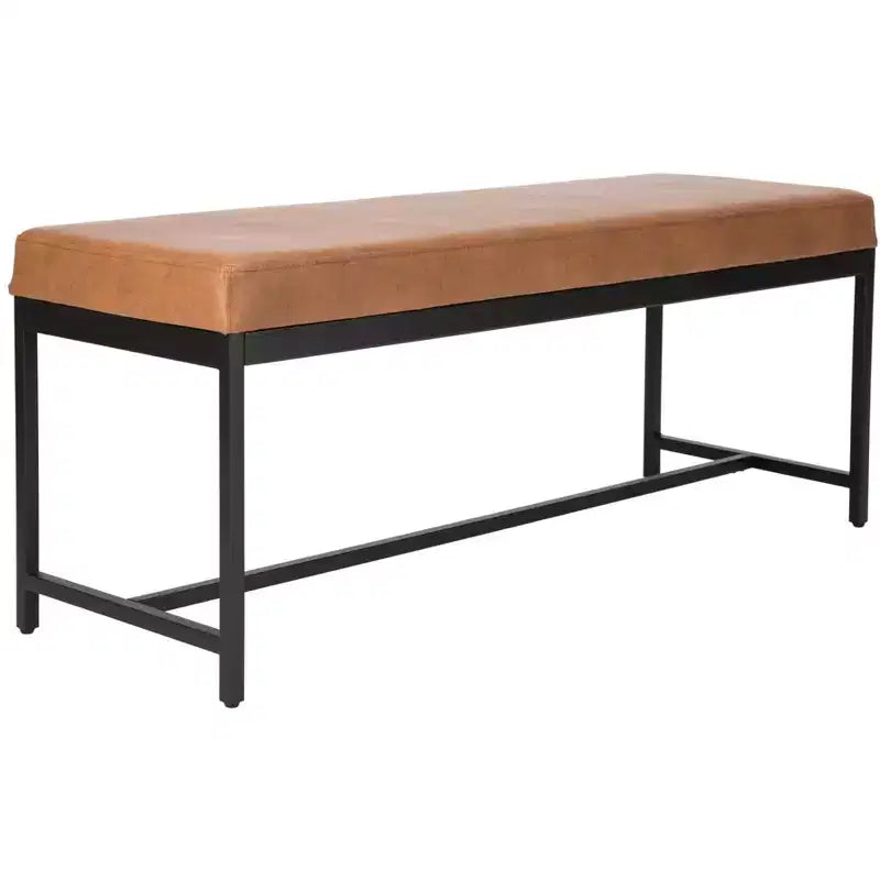 Faux Leather & Metal Bench