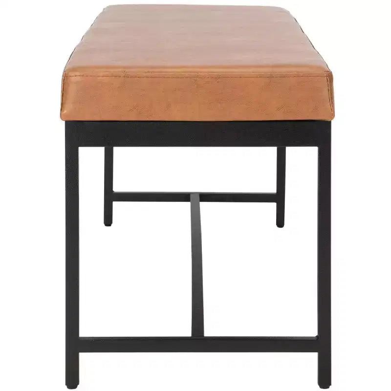 Faux Leather & Metal Bench