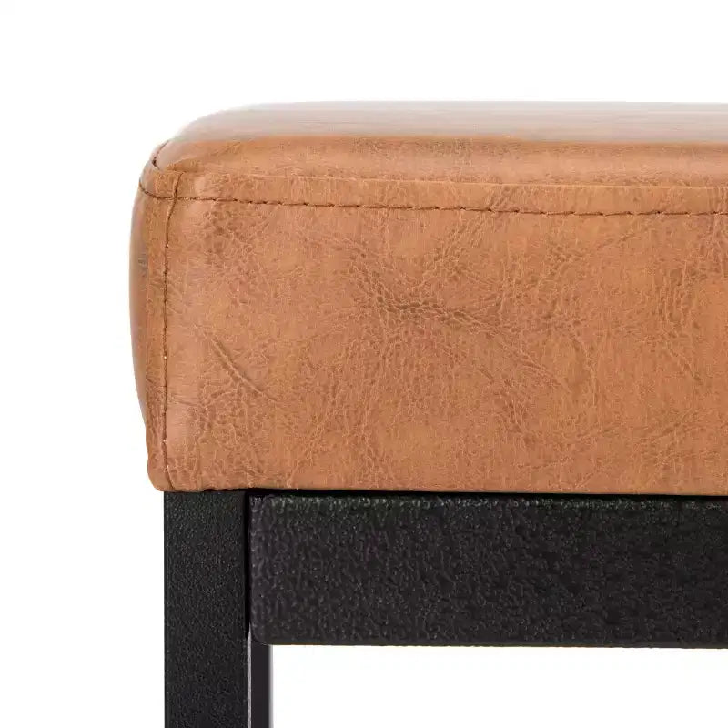 Faux Leather & Metal Bench