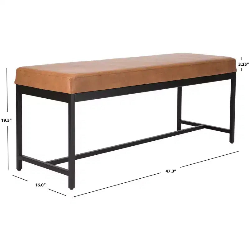 Faux Leather & Metal Bench
