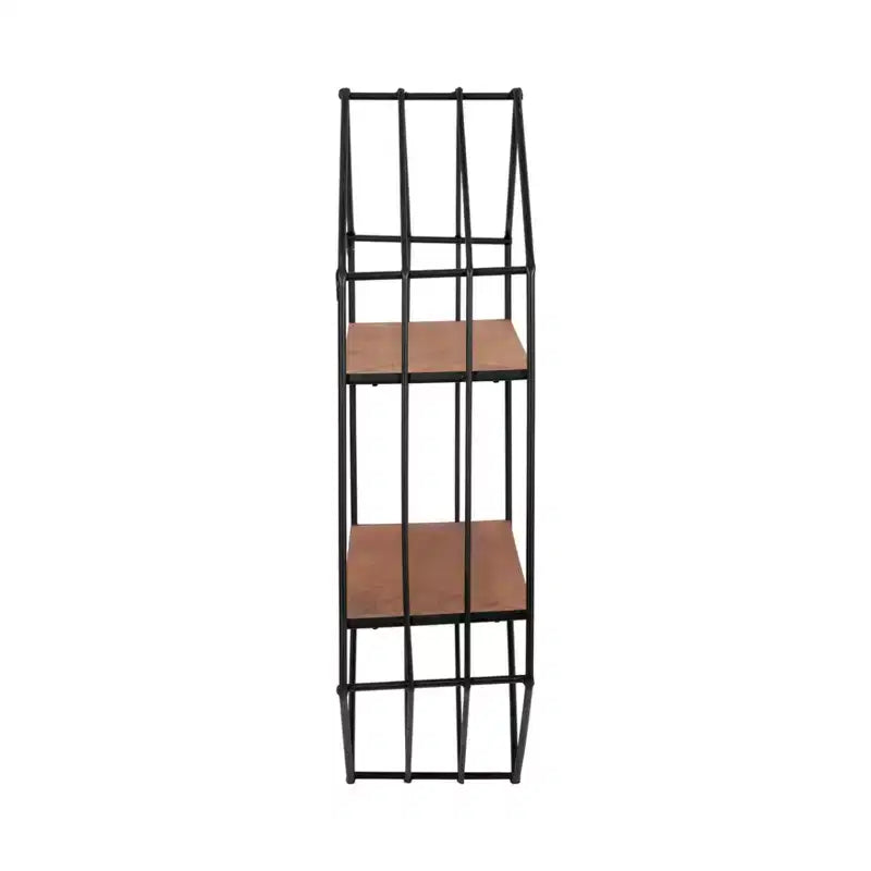 Metal & Wood Hexagon Wall Shelf 32"