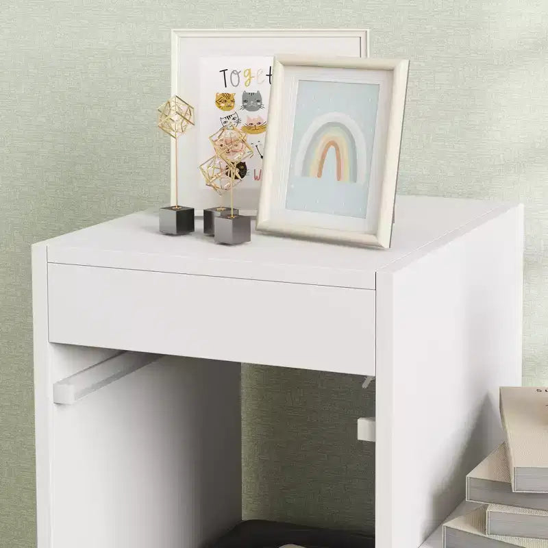 Wood & Fabric 3-Layer Kids Toy Storage Organizer with 6 Bins