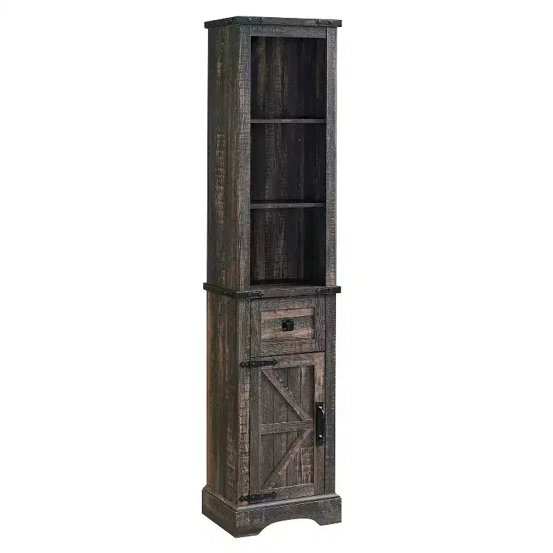 Wood Tall Bathroom Floor Cabinet 68" with Adjustable Shelves