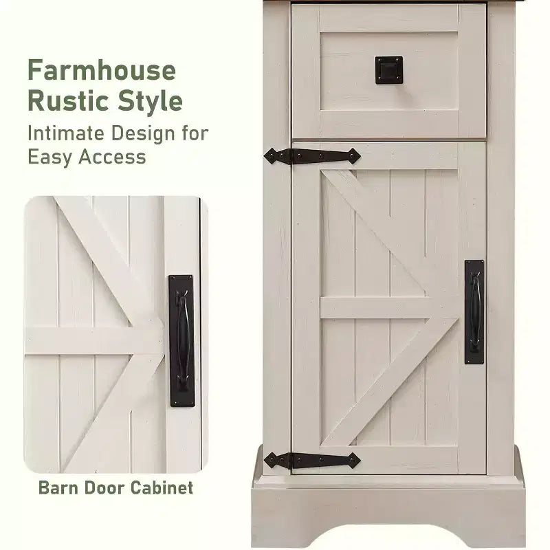 Wood Tall Bathroom Floor Cabinet 68" with Adjustable Shelves