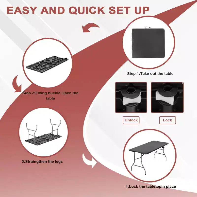 HDPE & Steel Folding Table 5 Foot