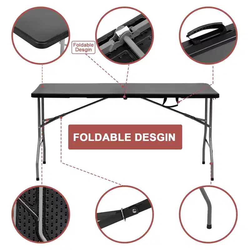 HDPE & Steel Folding Table 5 Foot