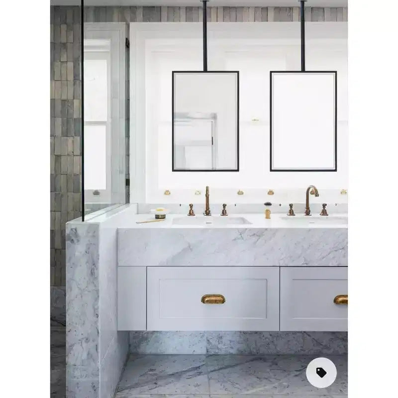 Metal Framed Ceiling-Mounted Bathroom Mirror 20"x30" Matte Black
