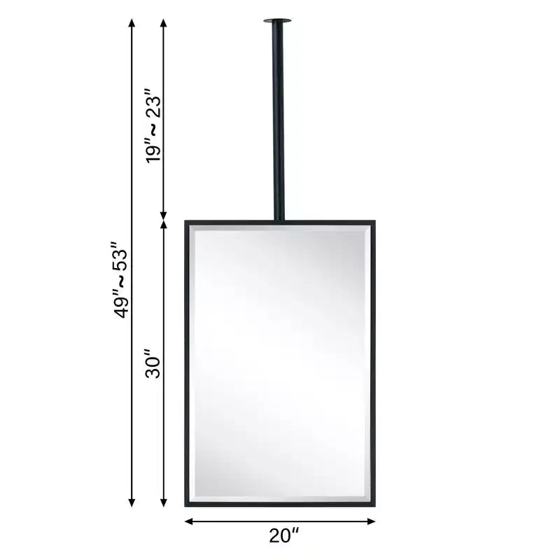 Metal Framed Ceiling-Mounted Bathroom Mirror 20"x30" Matte Black