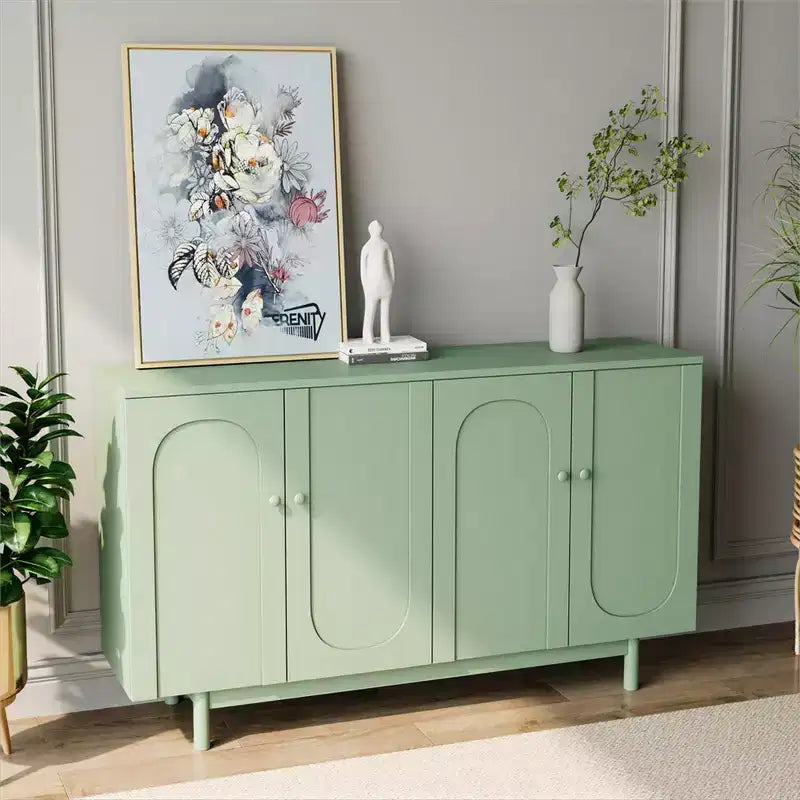MDF Sideboard Cabinet with 4 Doors and Adjustable Shelf