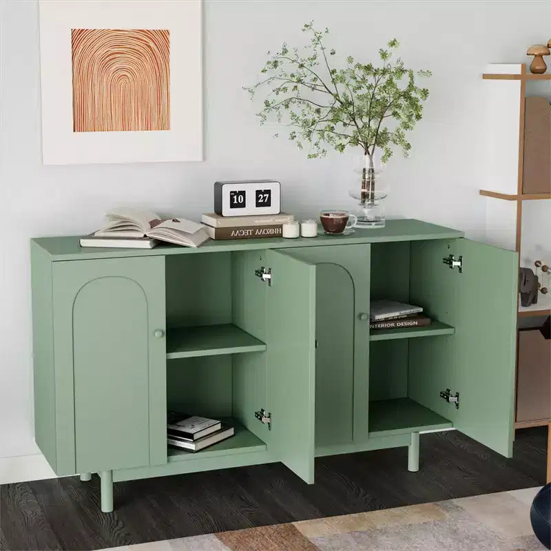 MDF Sideboard Cabinet with 4 Doors and Adjustable Shelf