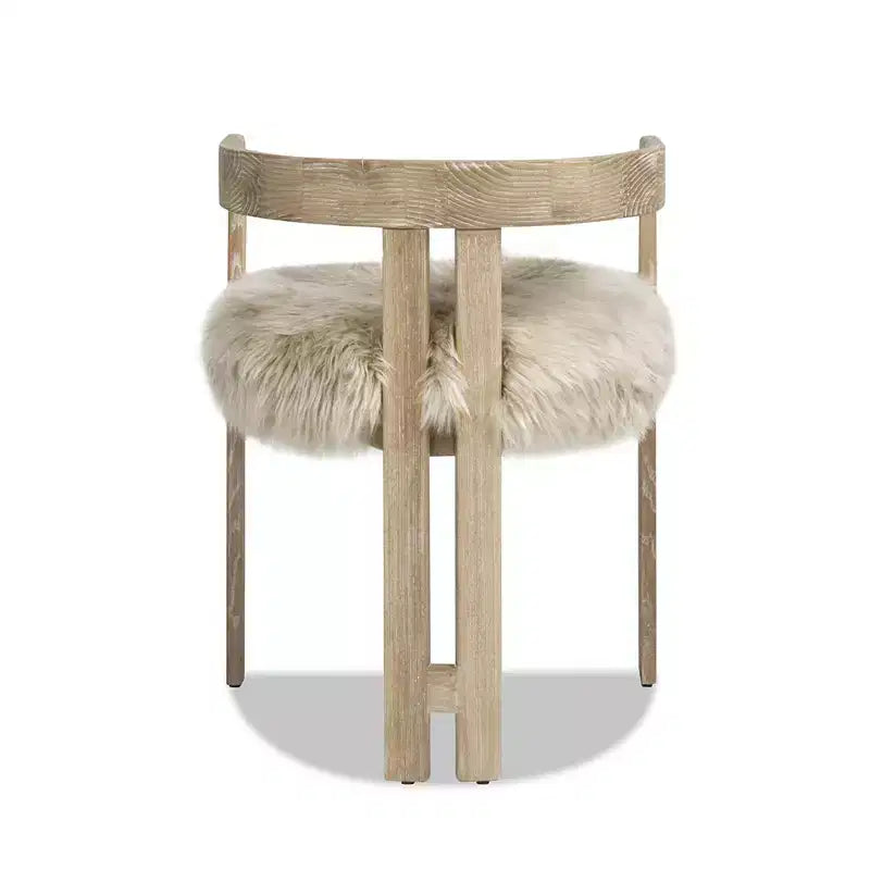 Ash Wood & Genuine Fur Dining Chair 21"